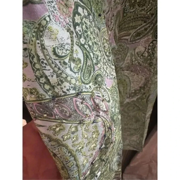 ADRIENNa Papell Silk‎ Beaded Formal Pants Size  Petite 6 Green/Purple - Picture 3 of 6